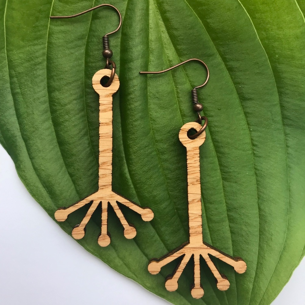 Handmade Lasercut Wood Earrings - Flower Seed